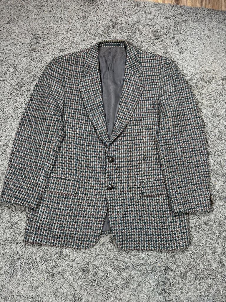 Vintage Harris Tweed Colbert Jaren '80 - Grijs met Patroon, Ophalen of Verzenden, Gedragen, Maat 48/50 (M), Grijs