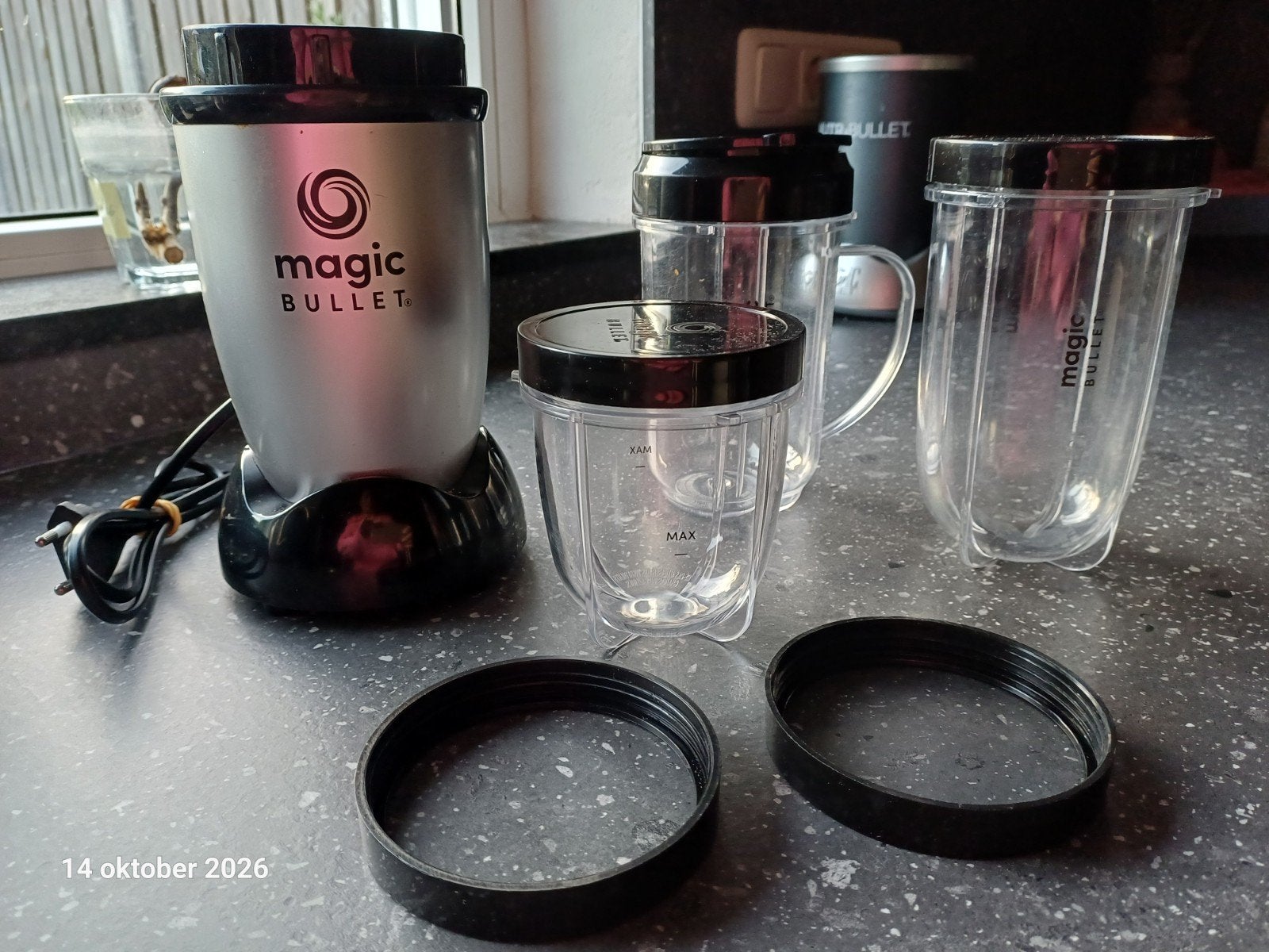 Magic Bullet Blender met diverse accessoires, Ophalen, Kunststof, Zilver, Overige merken