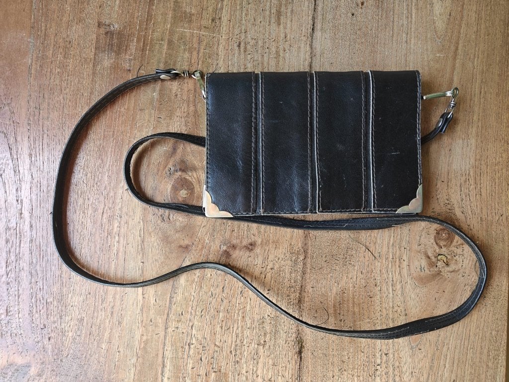 Zwart leren heuptasje/schoudertasje, Sieraden, Tassen en Uiterlijk, Overige merken, Gebruikt, Zwart, Ophalen of Verzenden