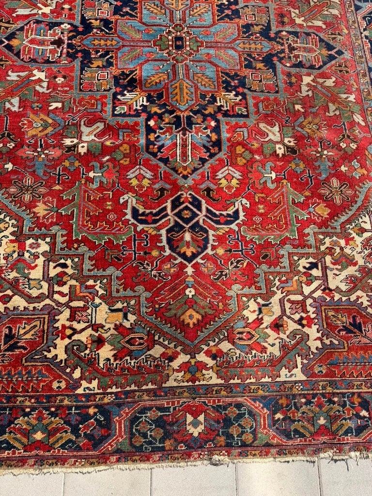Prachtig Heriz tapijt –383x265cm authentiek Perzisch design, Wool, Gebruikt, Ophalen of Verzenden, 200 cm of meer