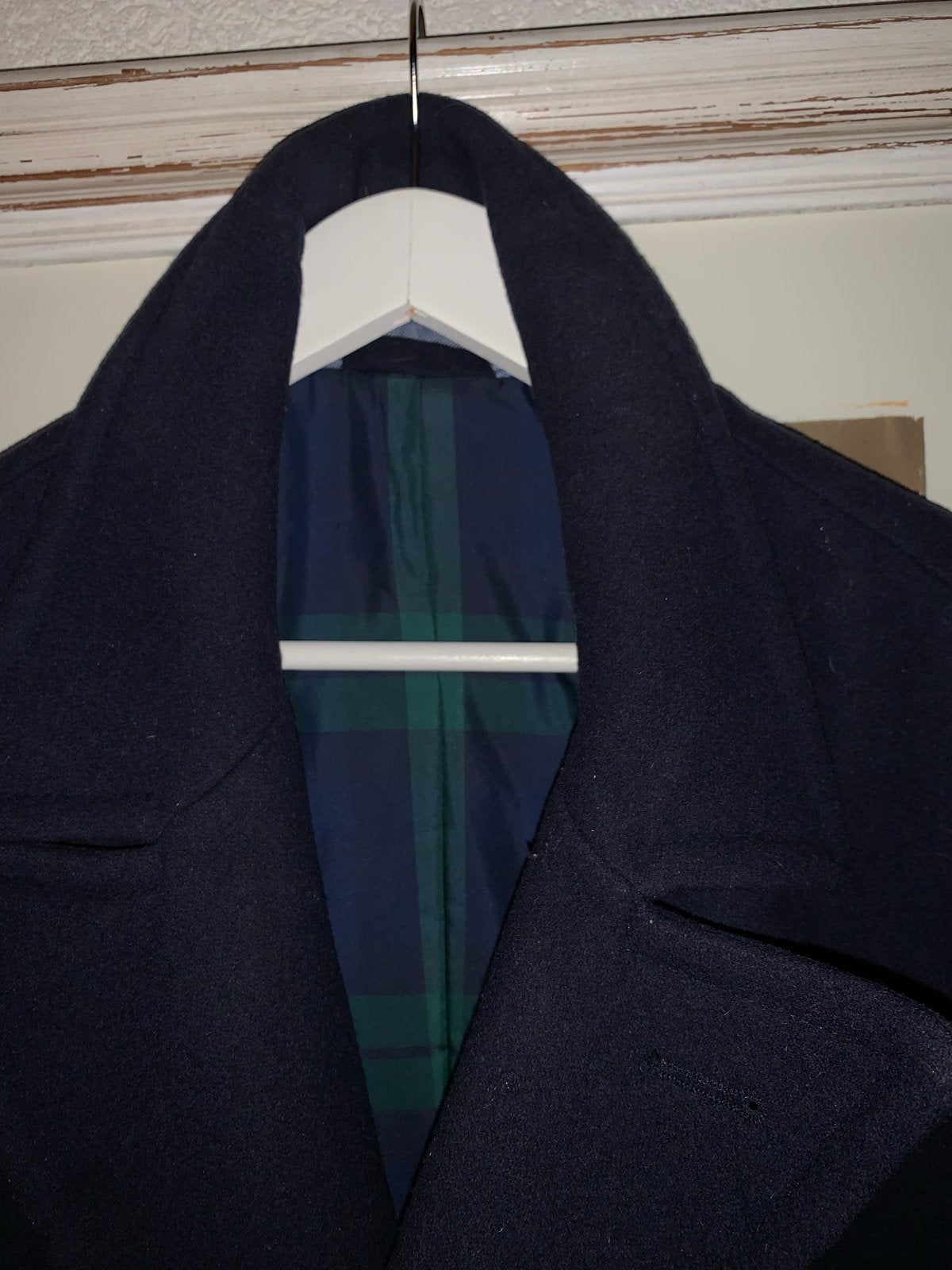 GANT Peacoat - Donkerblauwe wollen jas met ruitvoering, Ophalen of Verzenden, Zo goed als nieuw, Overige maten, Blauw