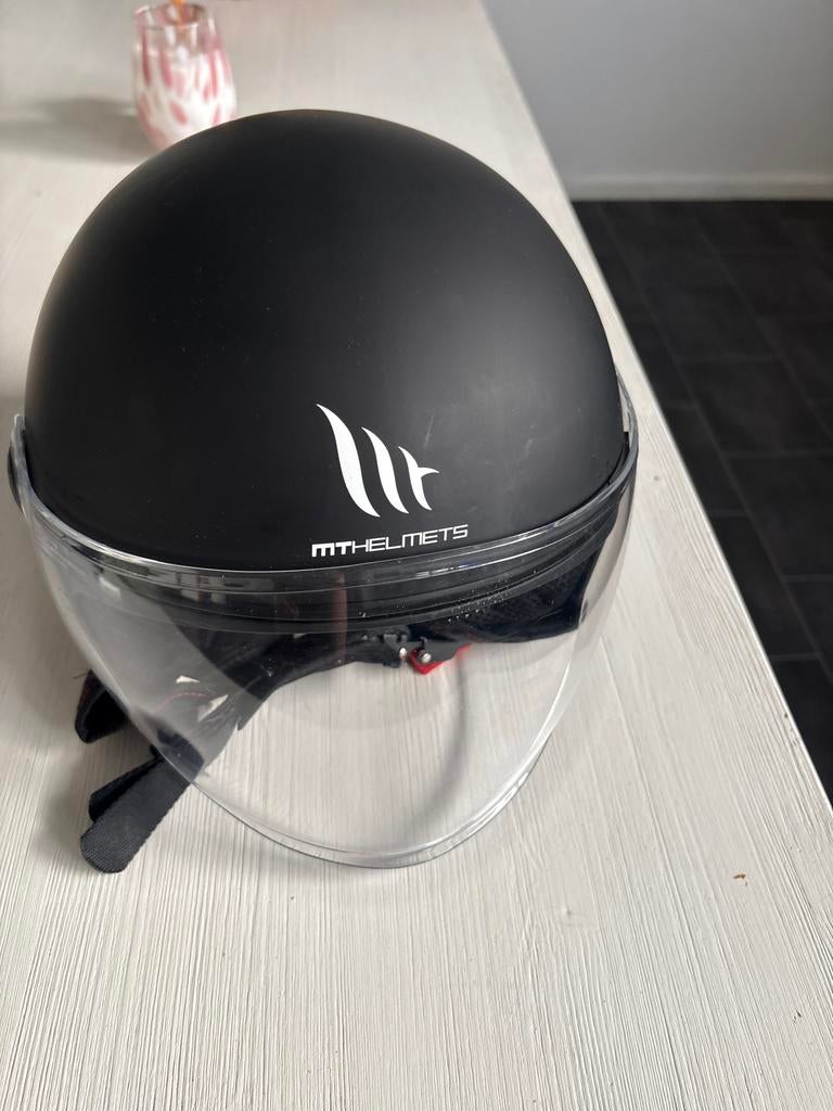MT Helmets Streetfighter Jethelm Mat Zwart, Fietsen en Brommers, Ophalen of Verzenden, Zo goed als nieuw, Medium