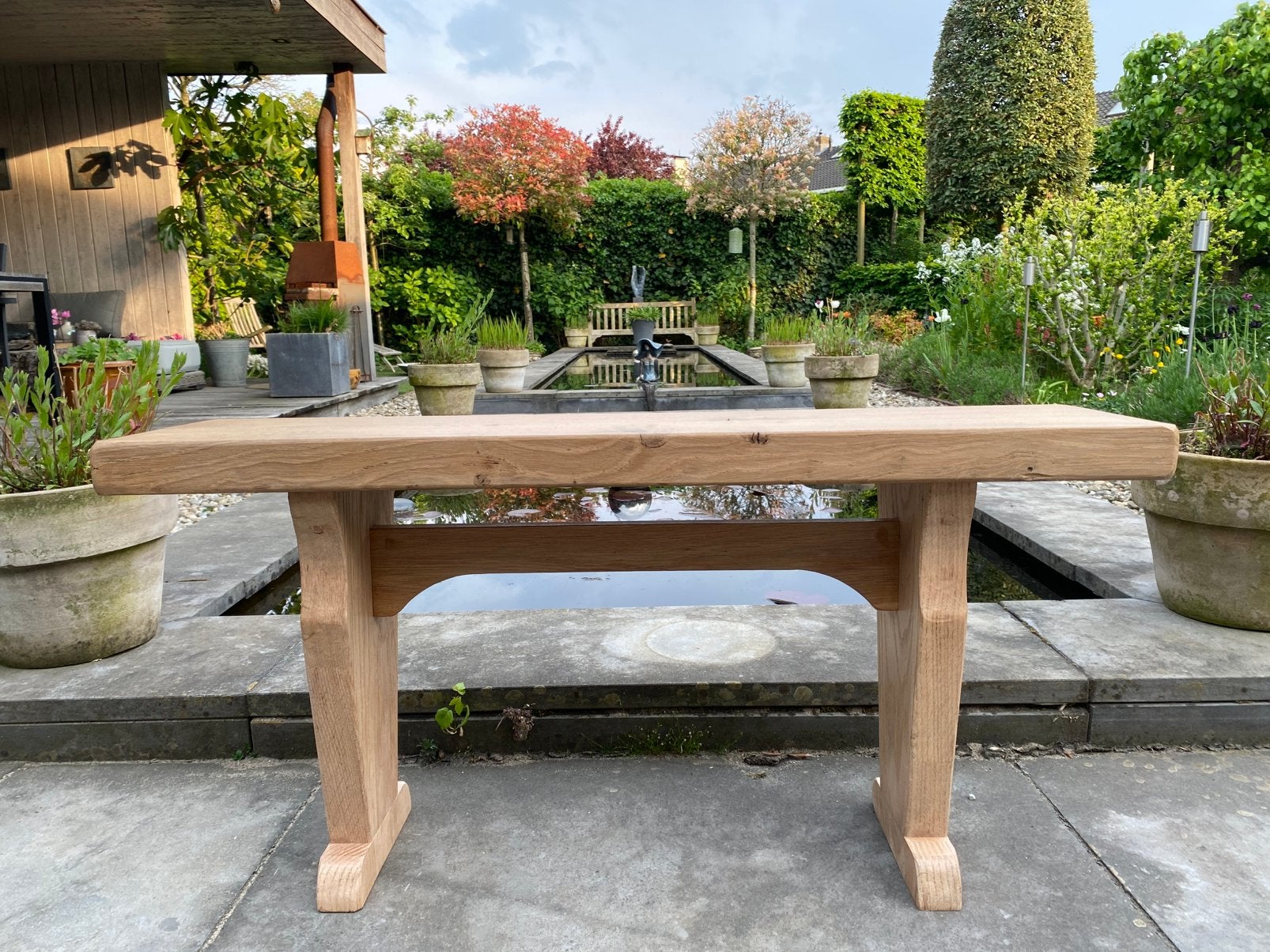 Unikek Tafeltje, bankje, sidetable eiken handgemaakt nieuw, Ophalen, 50 tot 100 cm, Eikenhout, Nieuw