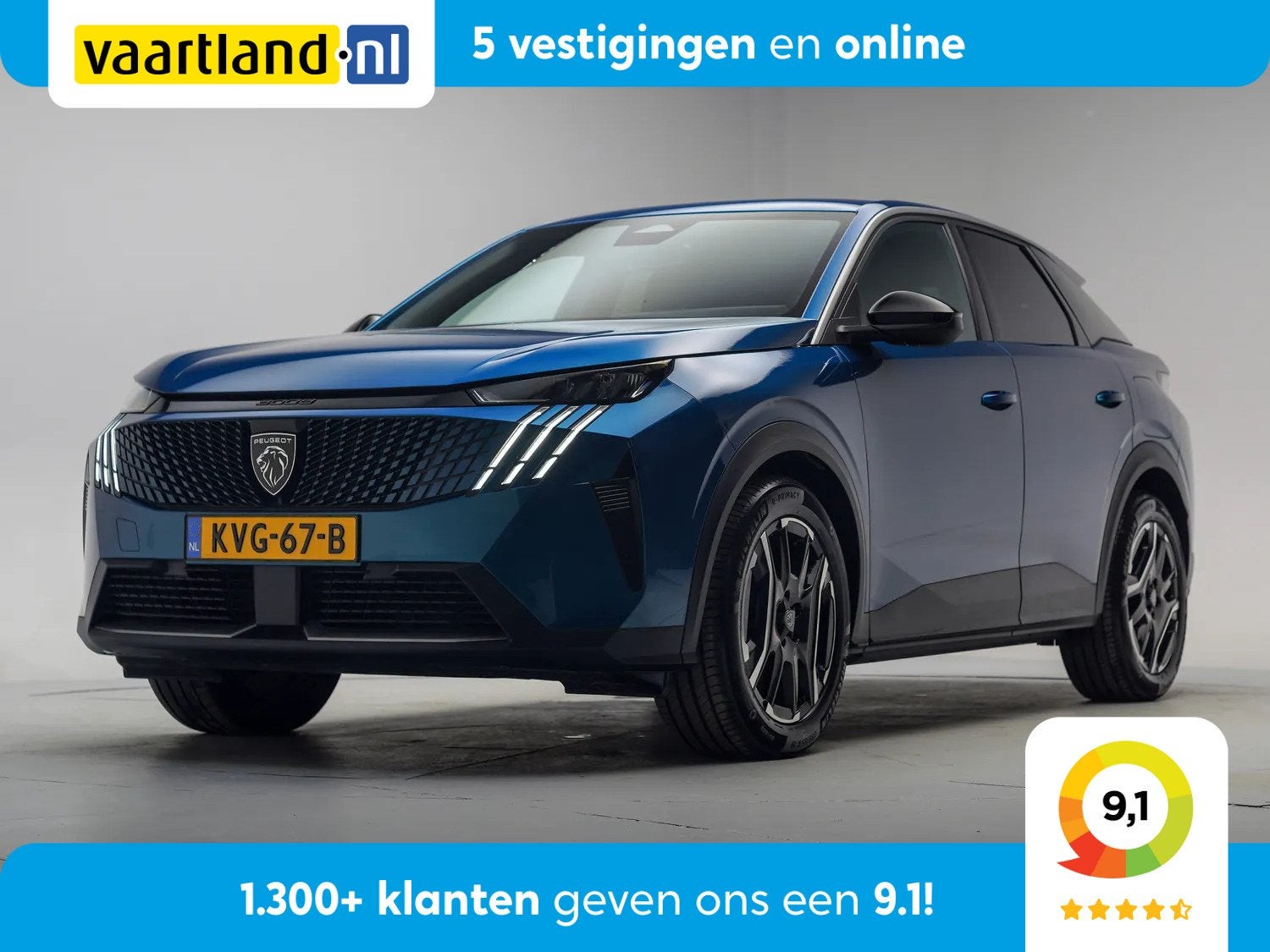 Peugeot E-3008 Allure 73 kWh [ Navi Apple/Android Cruise Cli, Auto's, Peugeot, 0 cilinders, Blauw, Parkeersensor, SUV of Terreinwagen
