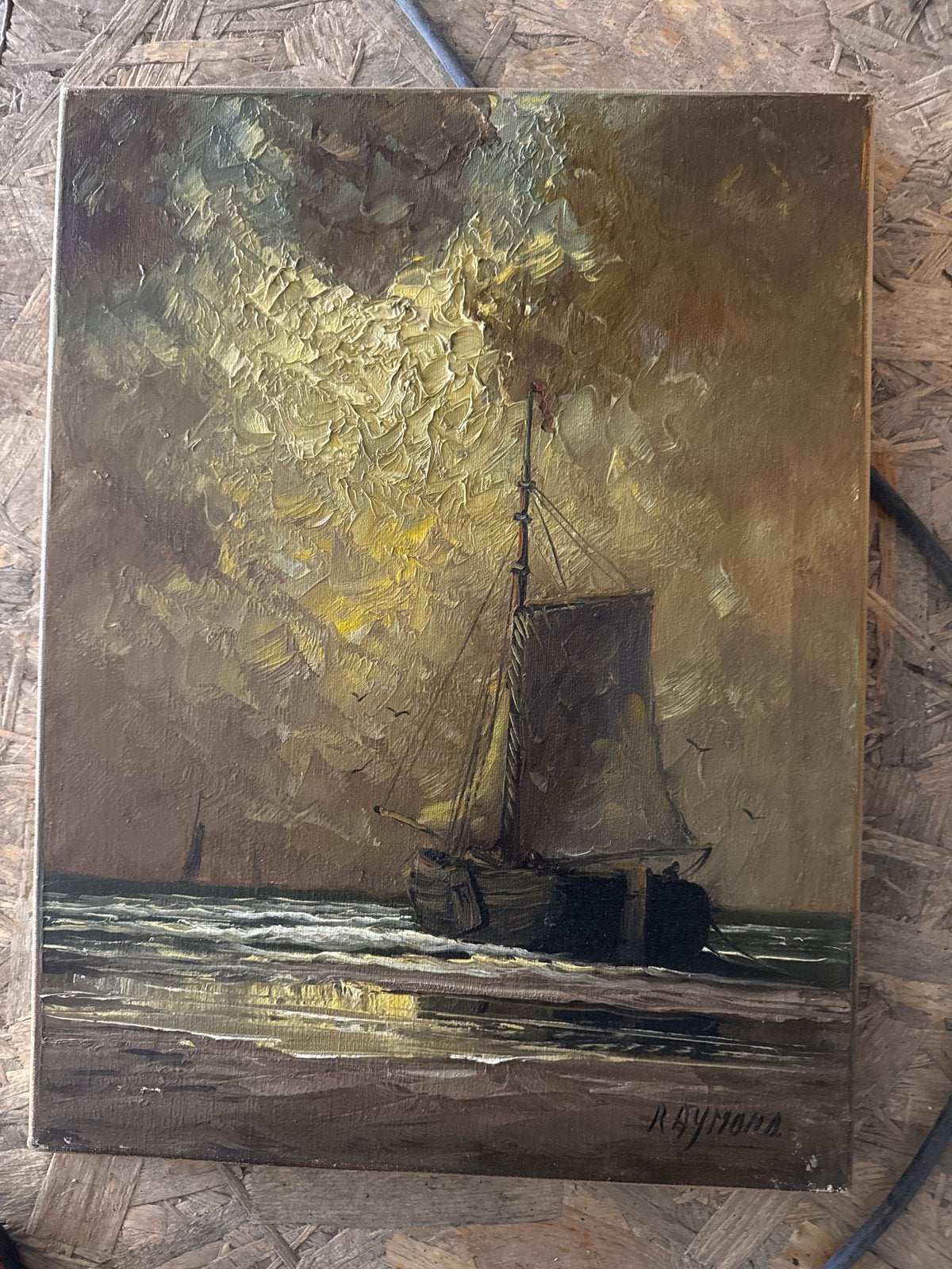 Olieverfschilderij van zeilschip op zee, Ophalen of Verzenden