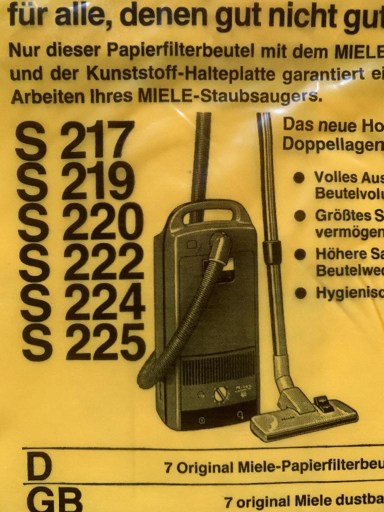 Miele Stofzuigerzakken S217 S219 S220 S222 S224 S225, Witgoed en Apparatuur, Onderdelen en Toebehoren, Ophalen of Verzenden, Nieuw