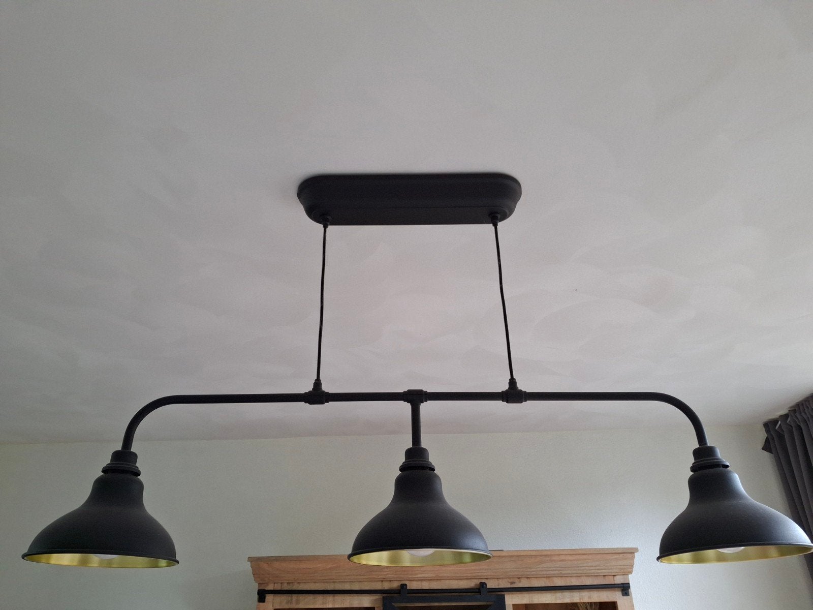 Zgan tafelhanglamp zwart/goud inch bollen, Huis en Inrichting, Lampen | Hanglampen, Ophalen, Zo goed als nieuw, Metaal, Minder dan 50 cm