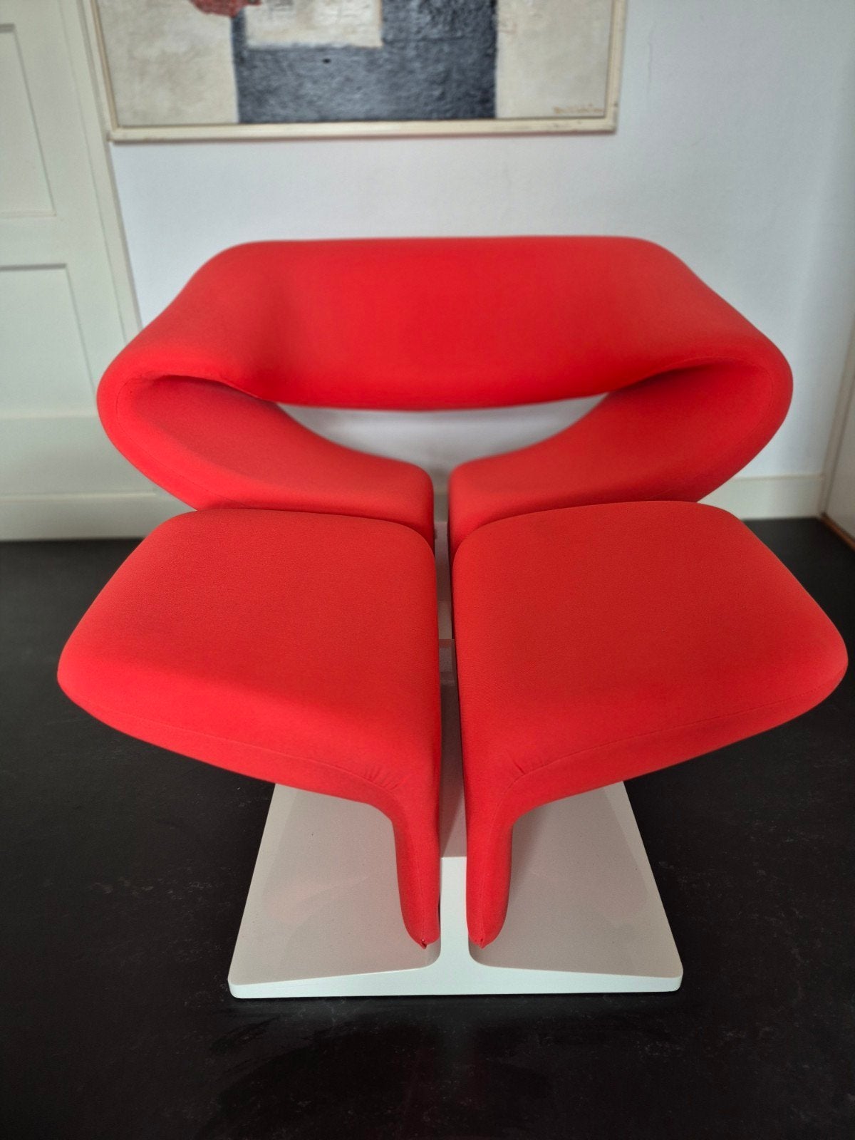 Artifort design Ribbon chair met hocker, Ophalen of Verzenden, Zo goed als nieuw, 75 tot 100 cm