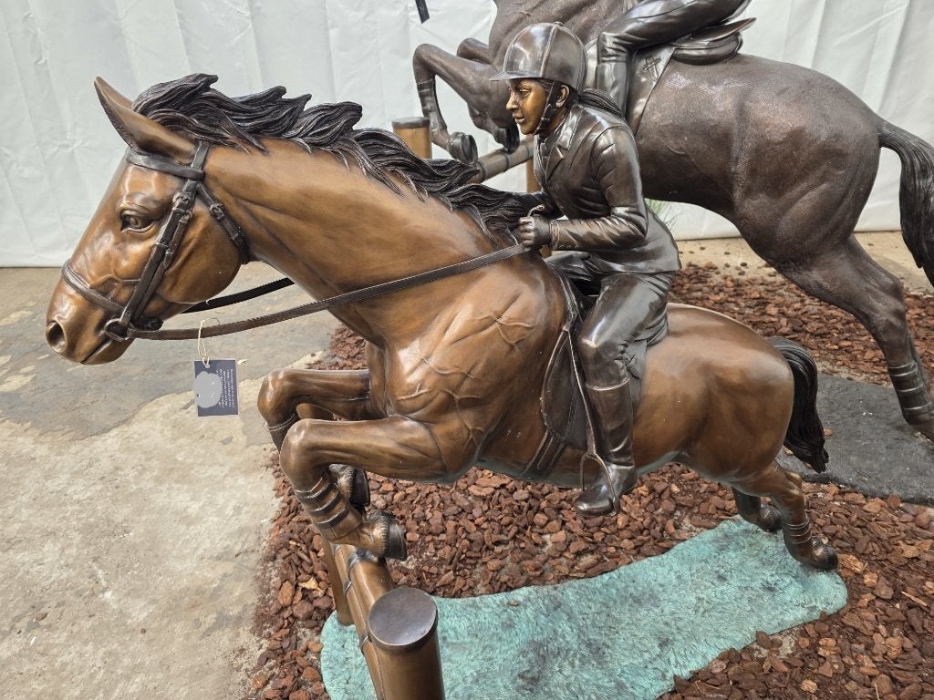 SPRINGPAARD MET AMAZONE / bronzen tuinbeeld / paard, Overige materialen, Nieuw, Info@huisentuindecoratiemarie.nl, Huis en tuin decoratie marie