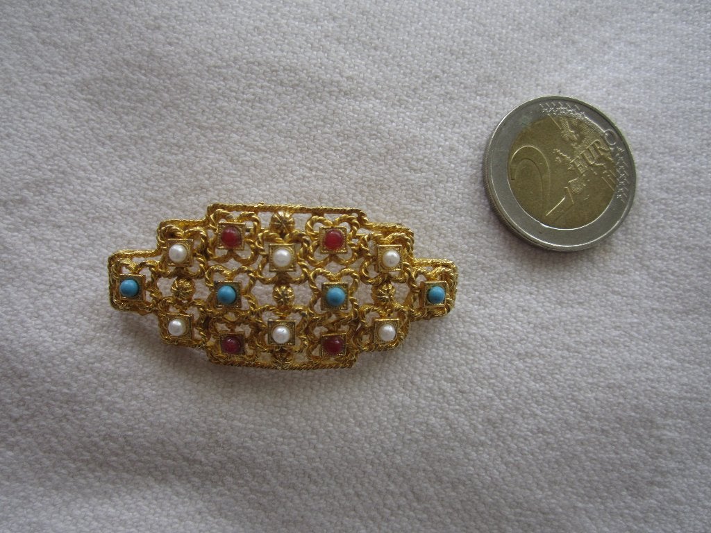 16.   Schitterende oude broche,  WEST, Ophalen, Overige materialen, Broche