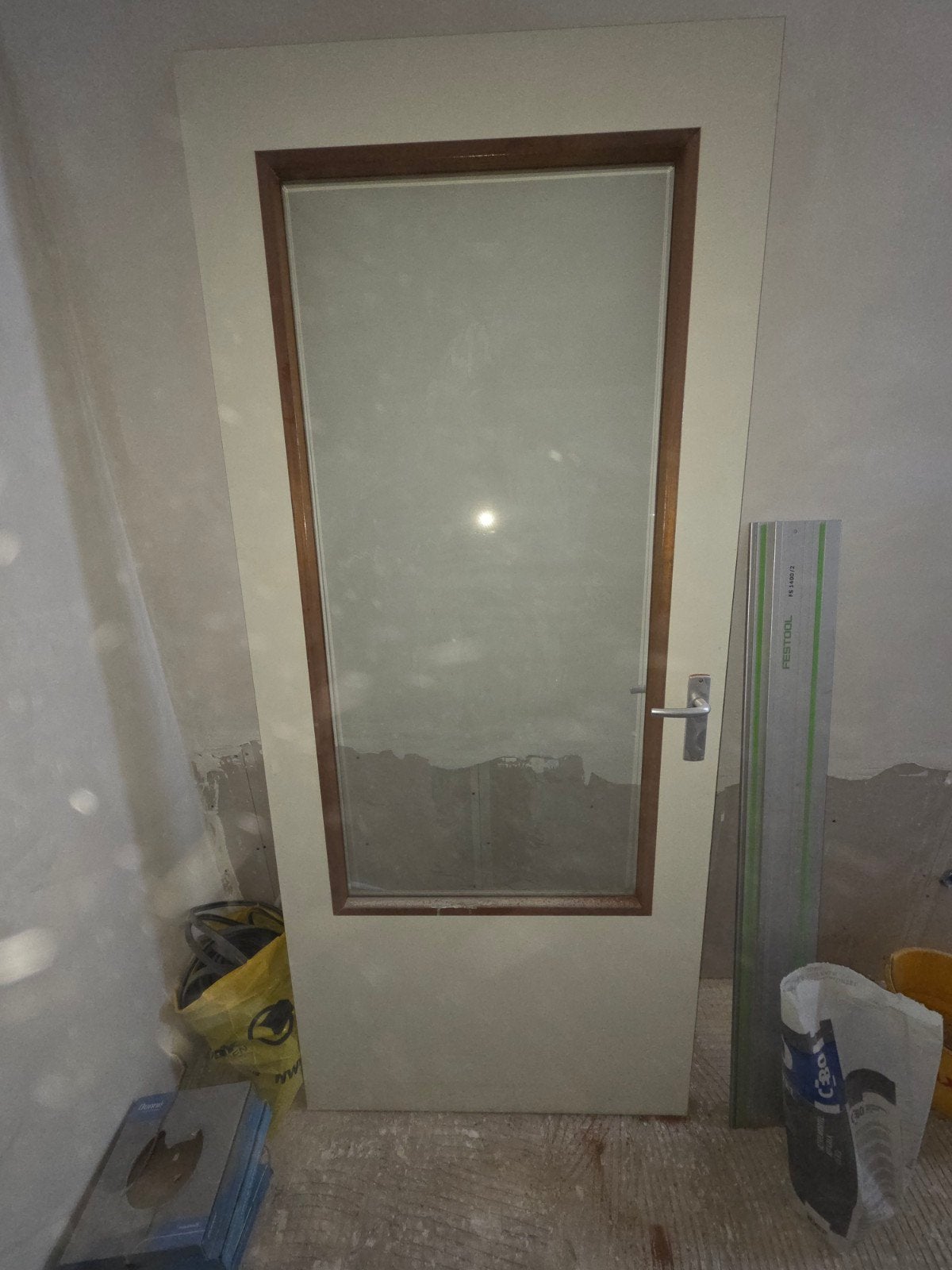 Stompe deur met glas 92,5 x 211,5cm, Ophalen, Gebruikt, 80 tot 100 cm, Binnendeur