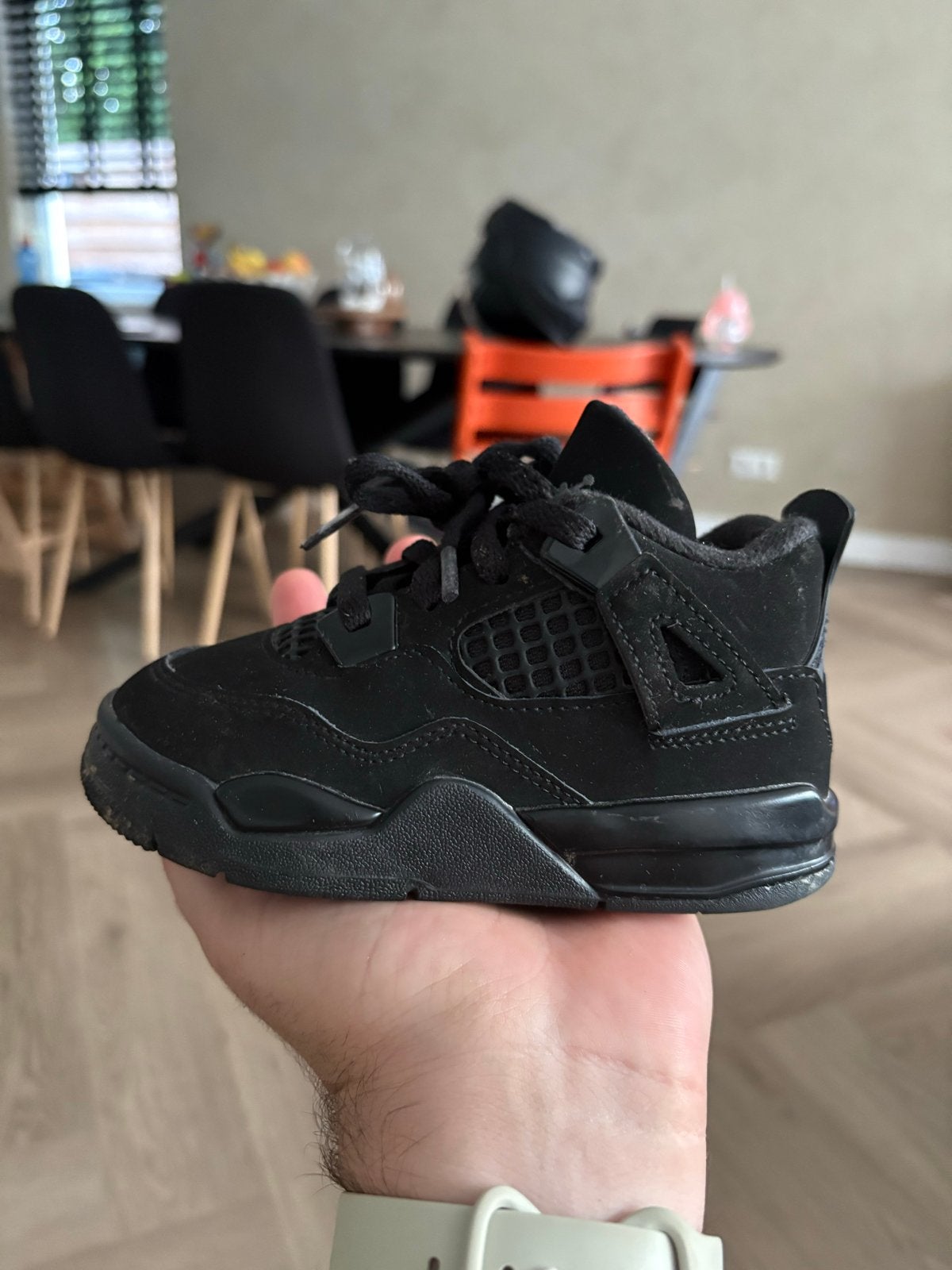 Nike Jordan 4 Retro Black Cat baby schoenen maat 25, Ophalen of Verzenden, Zo goed als nieuw, Jongen of Meisje, Schoenen