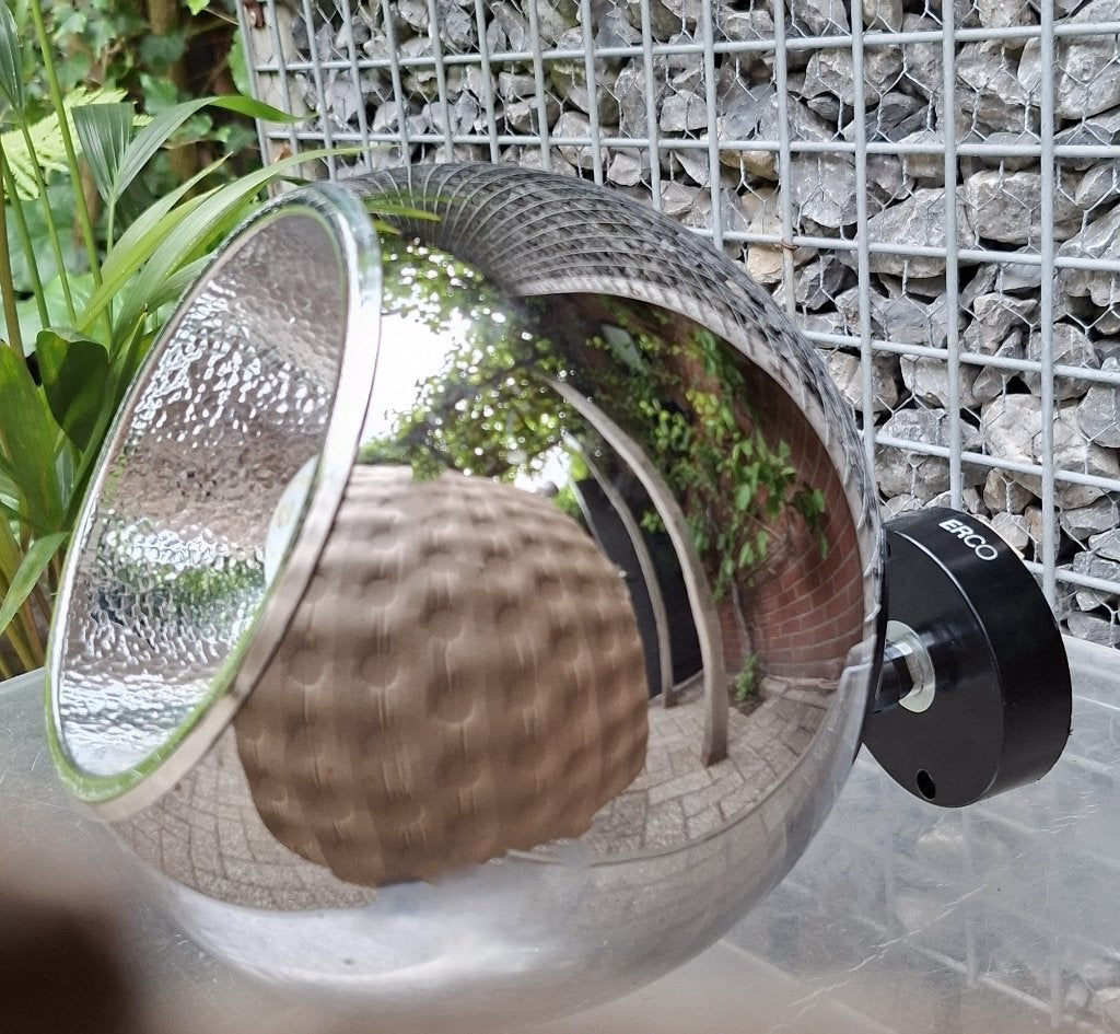vintage Space Age ''Eyeball'' wandlamp-ERCO  chroom bol lamp, Gebruikt, Overige merken, Overige materialen, Wandlamp