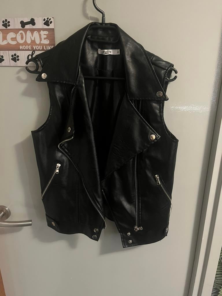 Leren jas korte mouw maat s, Kleding | Dames, Bodywarmers, Ophalen, Gedragen, Maat 38/40 (M), Zwart
