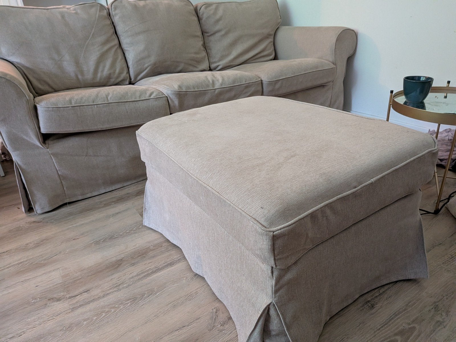 Ikea bank met hocker (Ektorp) en nieuwe hoes, Huis en Inrichting, Ophalen, Modern, Comfortabel, Gebruikt, Hoekbank