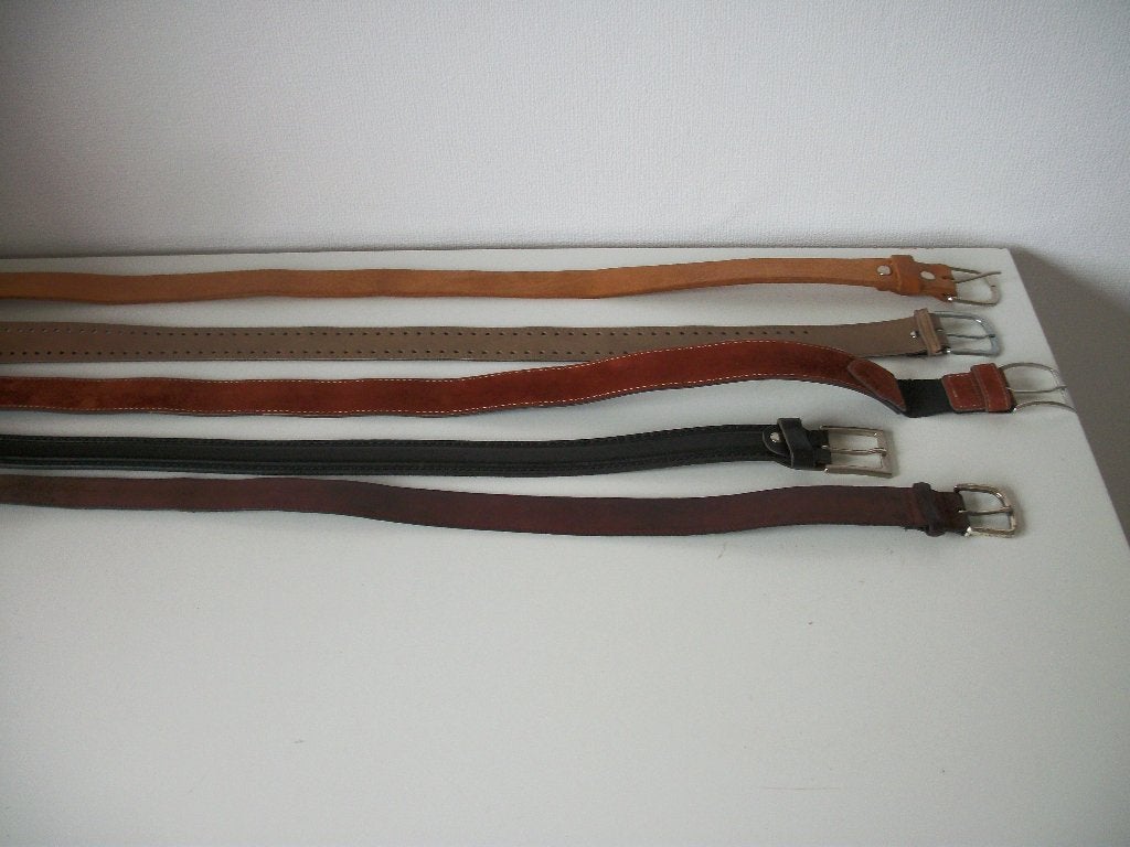 5 Riemen - Zwart, Bruin, Beige Riem - Leer - zgan - per stuk, Kleding | Heren, Riemen en Ceinturen, Bruin, Echt leder, Zo goed als nieuw