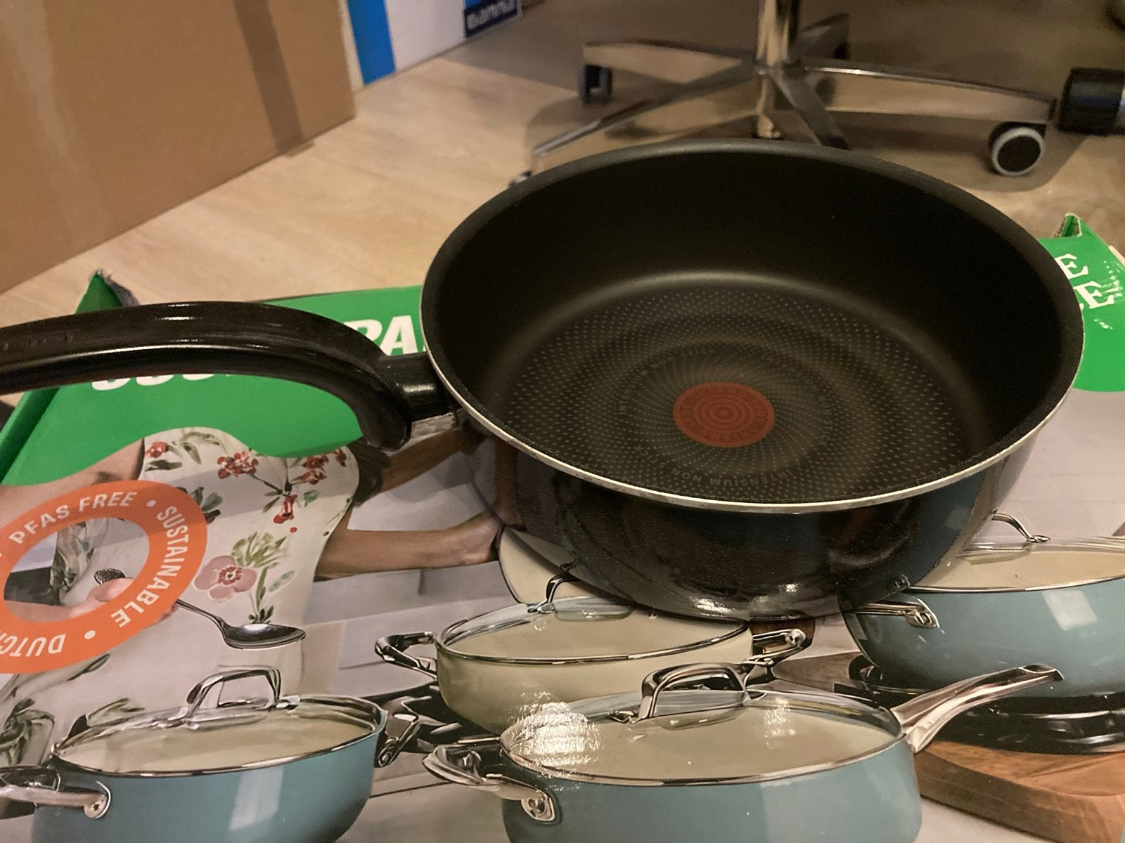 Pannenset met koekenpan en wokpan, Antiaanbaklaag, Aluminium, Pannenset, Ophalen of Verzenden