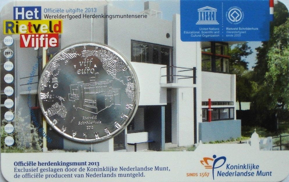 Nederland 5 euro 2013 (UNC, Rietveld vijfje coincard), Ophalen of Verzenden, Koningin Beatrix, Euro's