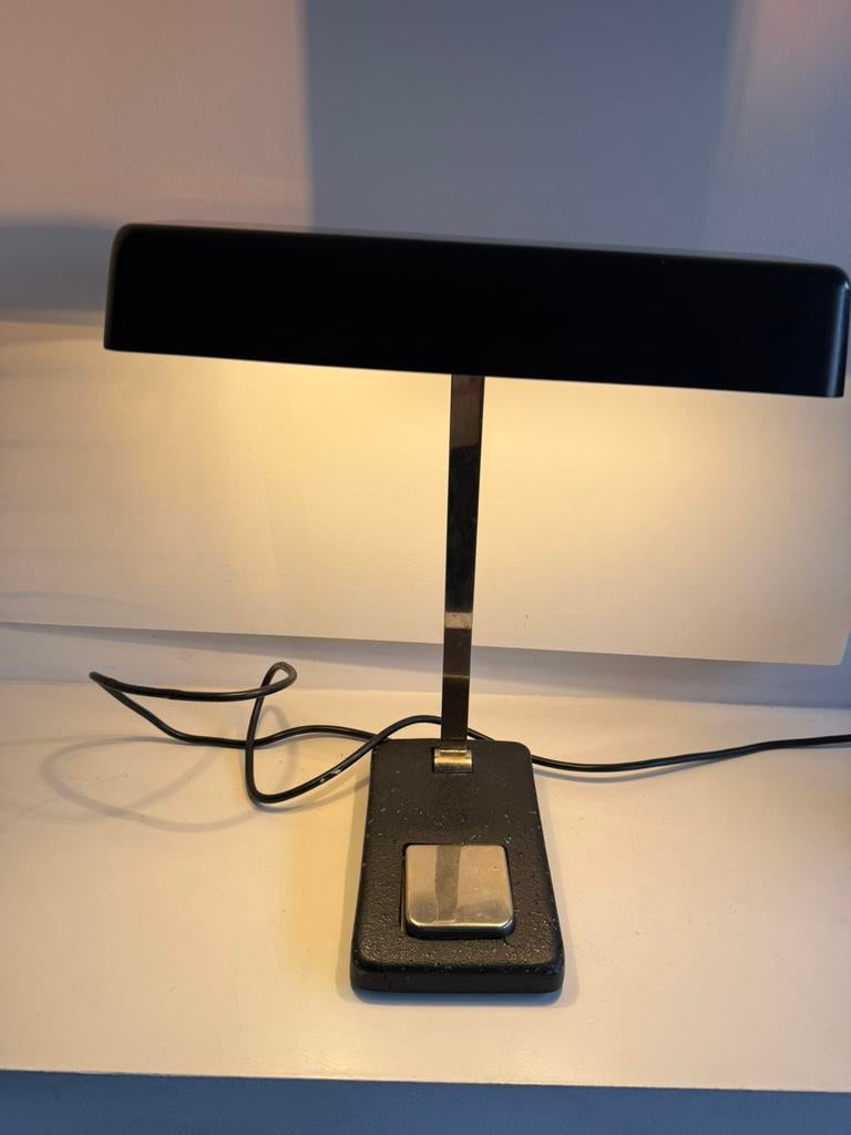 Hillebrand notarislamp zwart zilver werkend, Ophalen of Verzenden, Zo goed als nieuw, Metaal, Minder dan 50 cm