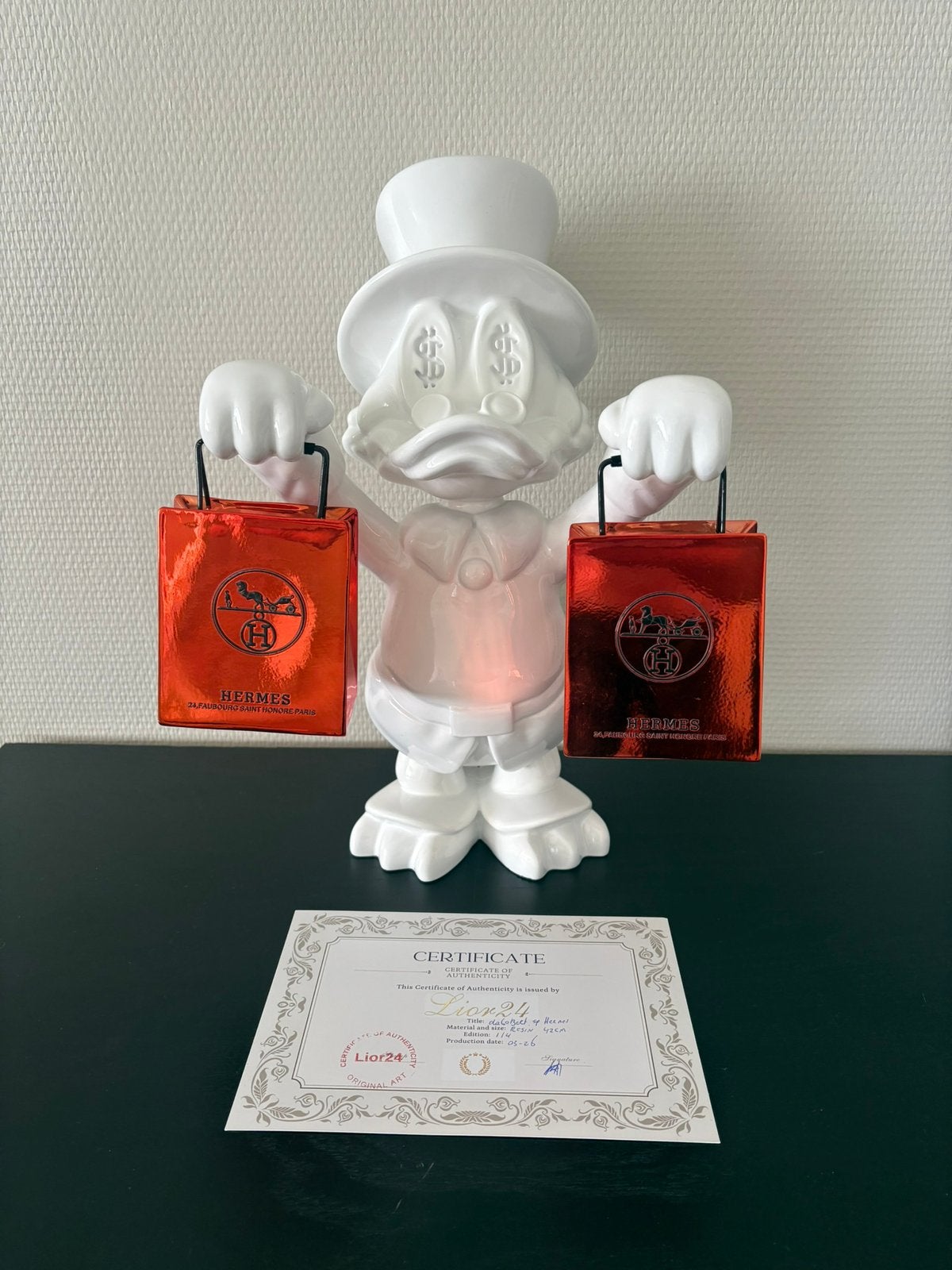 Dagobert Duck Hermès (42 cm) Lior24 beeld, Ophalen of Verzenden, Nieuw