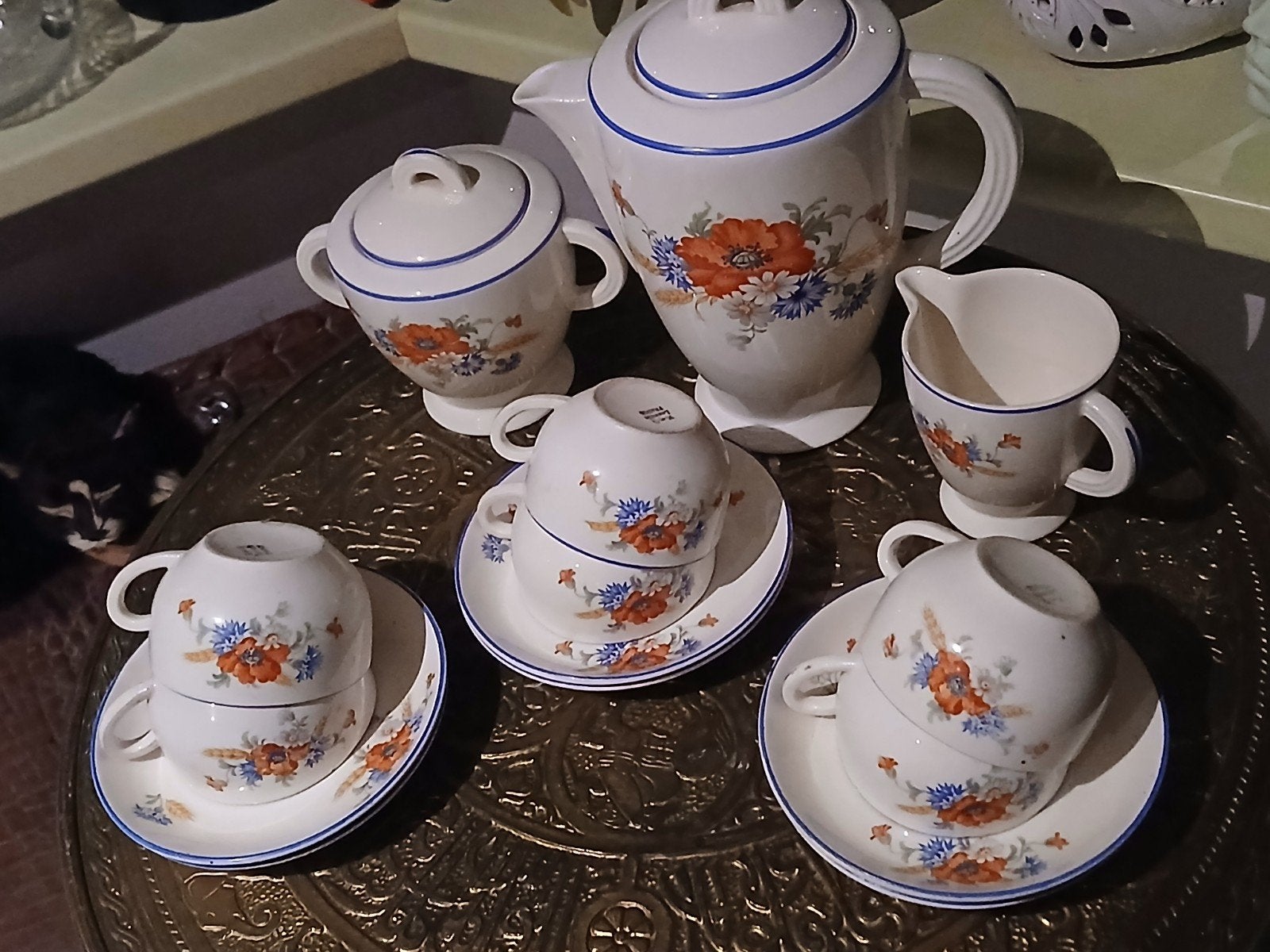 Vintage K.G. Lunéville Frans koffieservies bloemmotief, Ophalen