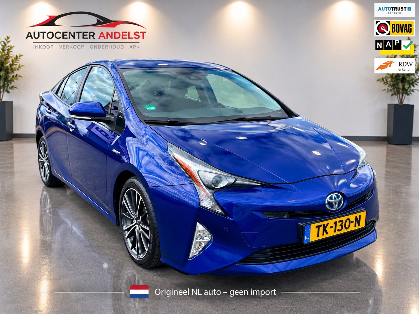 Toyota Prius 1.8 Executive Aut, Acc, Cam, Navi, Lmv, HU disp, Auto's, Stof, Blauw, Bedrijf, Verwarmde buitenspiegels