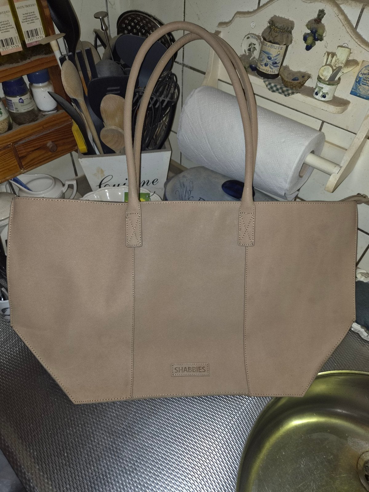 Prachtige echt lederen shopper van Shabbies Amsterdam, Ophalen, Nieuw, Bruin, Shopper