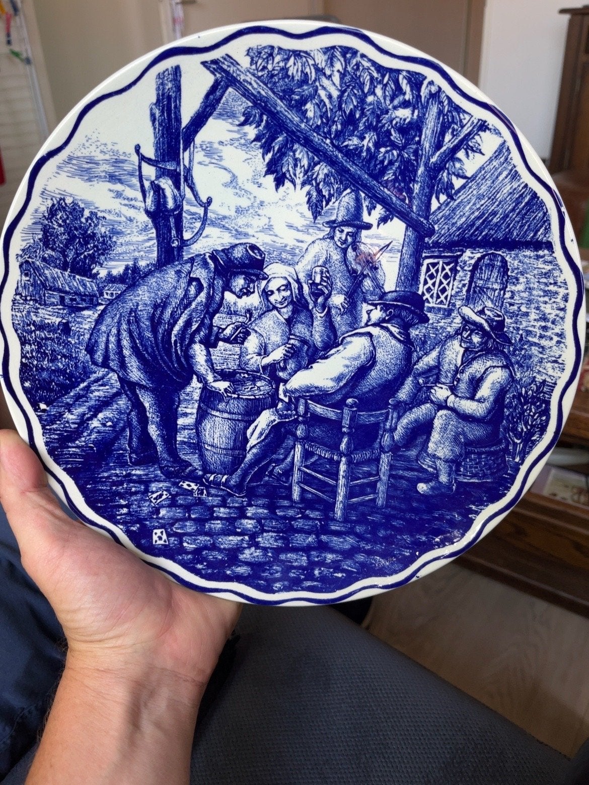 Antiek Boch Frères La Louvière Delft wandbord, Ophalen