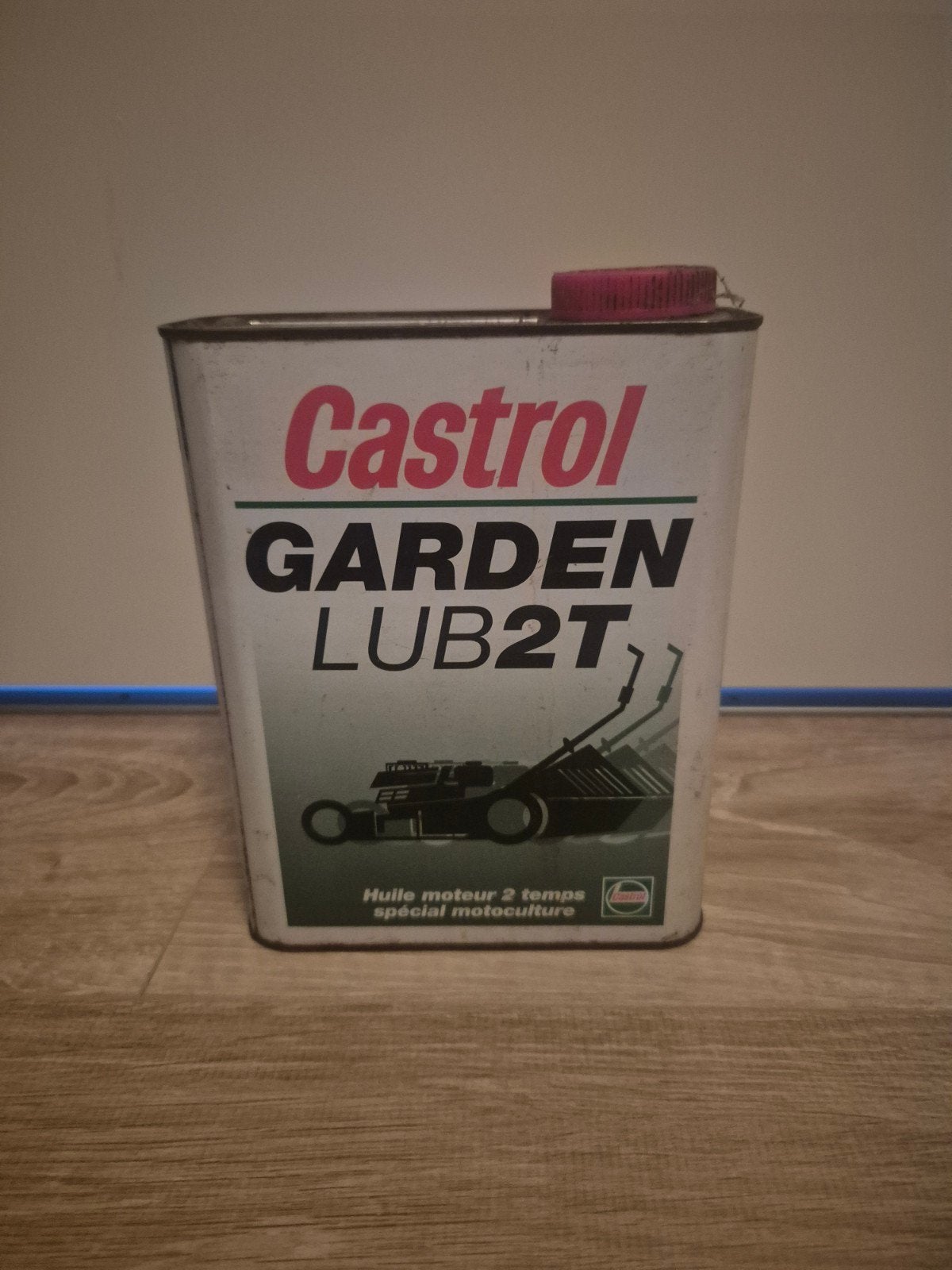 Leeg Castrol Garden Lub 2T Olieblik - Vintage Decoratie, Verzamelen, Ophalen of Verzenden, Gebruikt, Overige, Overige merken