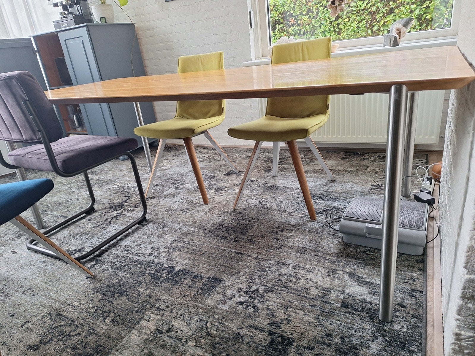 eettafel, 8 persoons, 220x100 (76 hoog), Ophalen, Gebruikt, 50 tot 100 cm, Modern