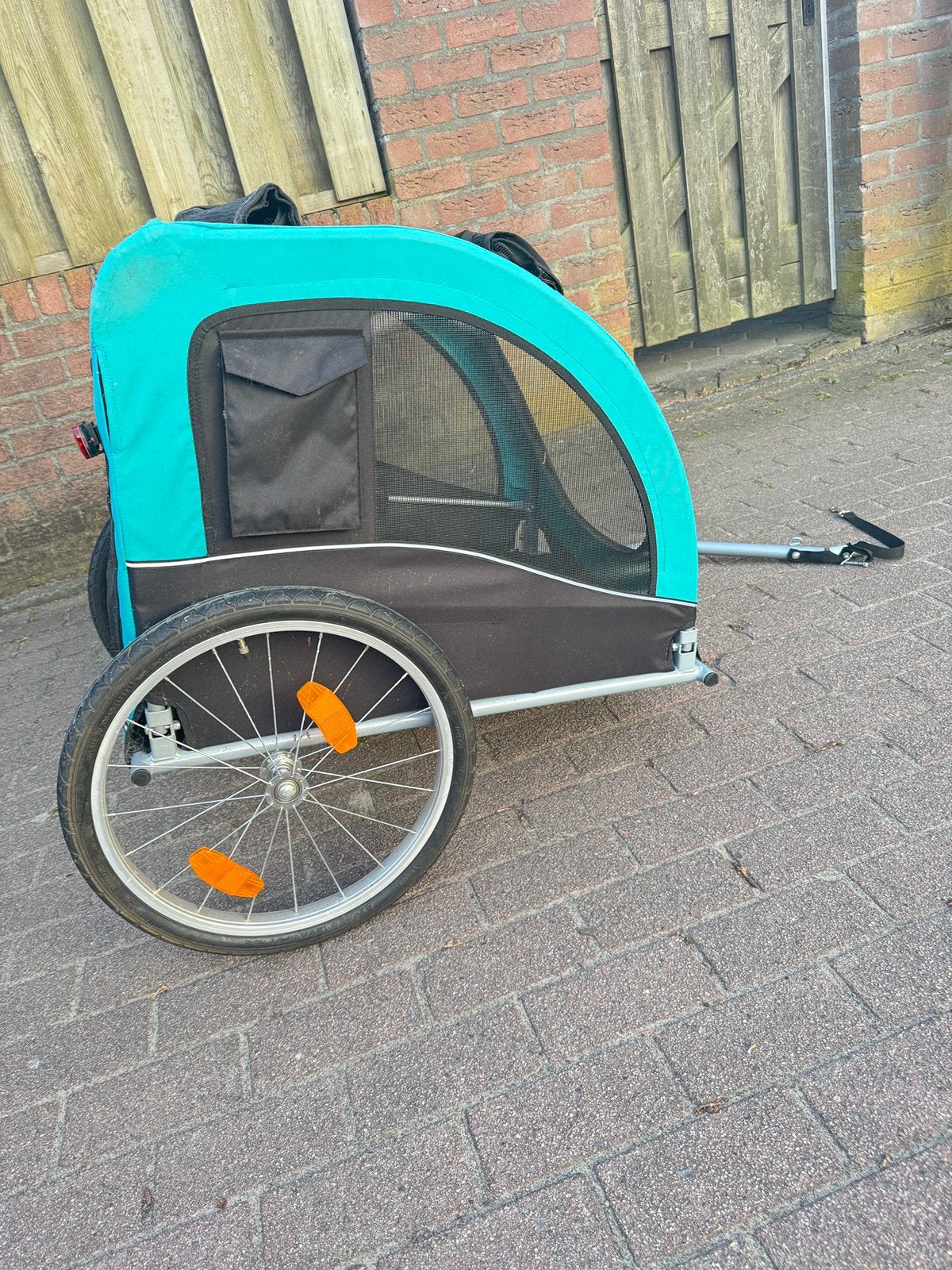 Trixie hondenfietskar turquoise kleur, Ophalen, Trixie, Gebruikt, 20 tot 40 kg