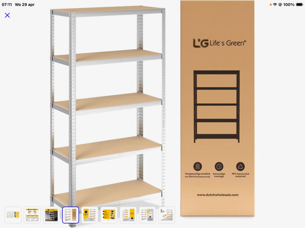 Stevige Opbergrek - 5 Planken - Ideaal voor Garage/Magazijn, Ophalen of Verzenden, Nieuw