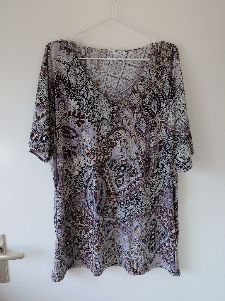 Vintage Magna Tuniek Maat L - Paisley Print, Kleding | Dames, Meerkleurig, Maat 42/44 (L), Ophalen of Verzenden, Korte mouw