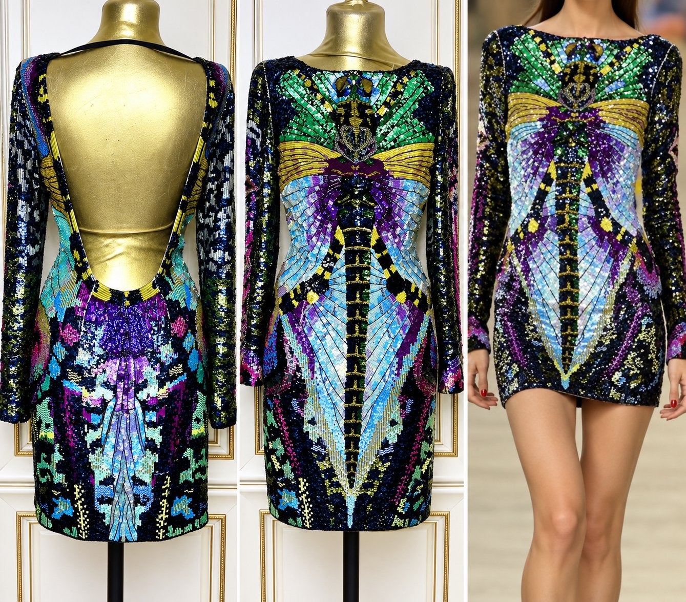 Emanuel Ungaro Couture Runway zijden Cocktail/avondjurk, Meerkleurig, Ophalen of Verzenden, Zo goed als nieuw, Maat 36 (S)
