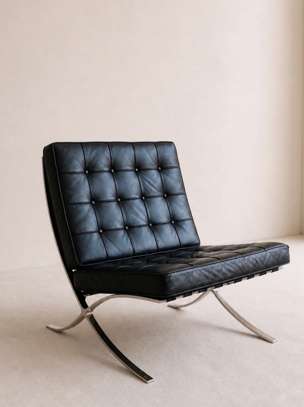 Replica barcelona chair echt leer, Ophalen, Zo goed als nieuw, 75 tot 100 cm, Leer