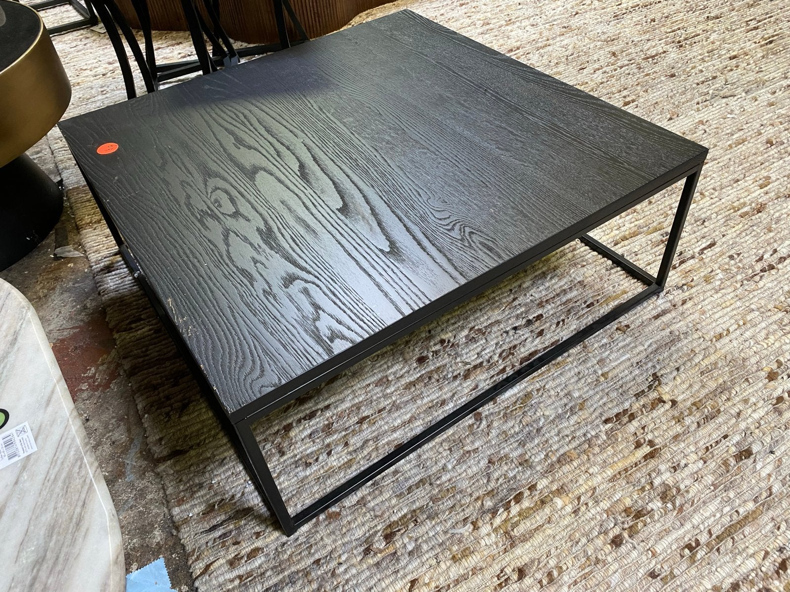 Zwarte massief eiken salontafel 80x80, Ophalen, 50 tot 100 cm, Nieuw, 50 tot 100 cm