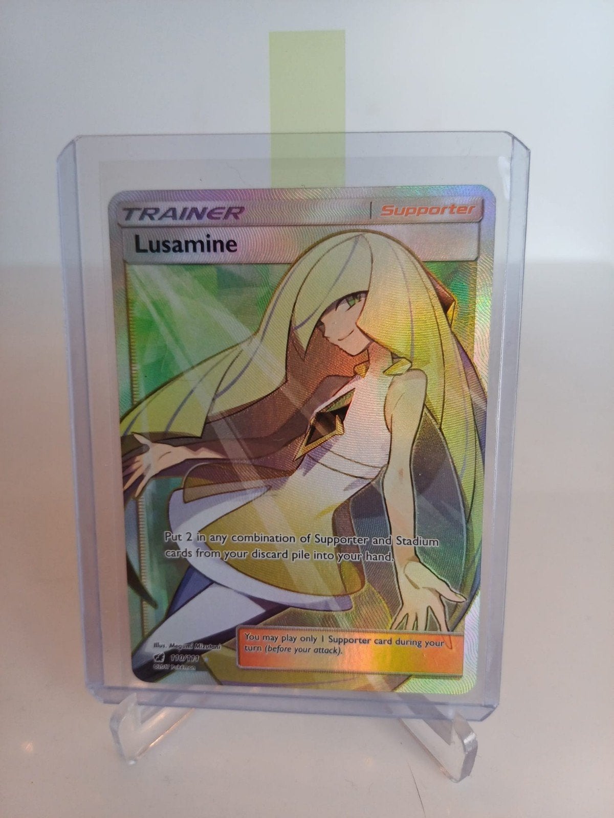 POKEMON KAART; LUSAMINE, 110/111, FULL ART, HOLO, Ophalen of Verzenden, Zo goed als nieuw, Losse kaart