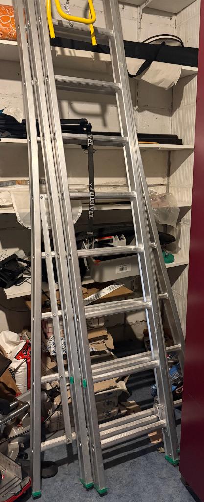 Professionele VGS 3-delige ladder 3x10 (6,5m), Ophalen, Gebruikt, Ladder, Opvouwbaar of Inschuifbaar