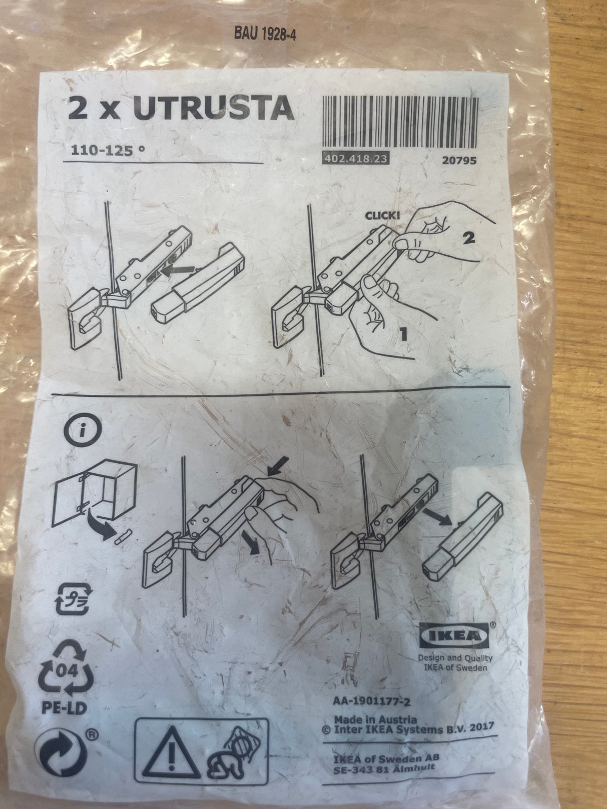 IKEA UTRUSTA Softclose Deurdemper 110-125 (2 stuks), Ophalen of Verzenden, Nieuw, Overige materialen, Scharnier