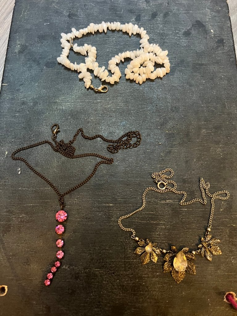 Vintage kettingen halfedelstenen strass jugendstil colliers, Overige materialen, Verstelbaar, Ophalen of Verzenden, Zo goed als nieuw