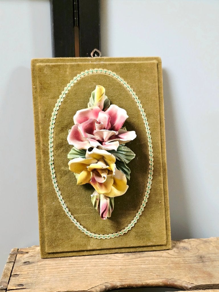 7949:Vintage Capodimonte 3D Ceramic Flower Wall Plaque, Ophalen of Verzenden, Huis en Inrichting