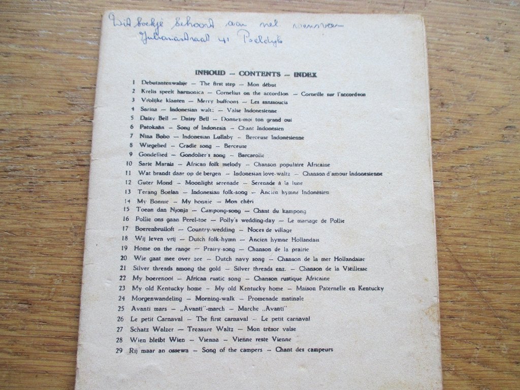 29 LIEDJES   VOOR ACCORDEON  - ACCORDIONETTE 1 ?, Keyboard, Gebruikt, Ophalen of Verzenden, Artiest of Componist