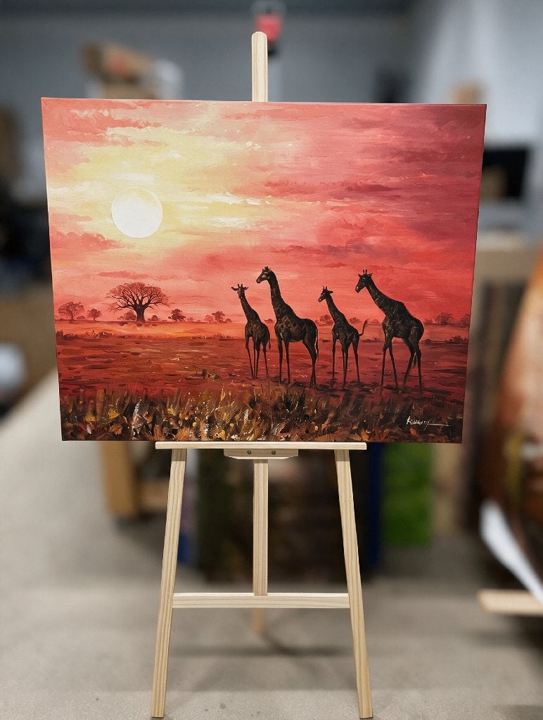 Golden Hour Graces van R. Henn – handgeschilderd schilderij, Antiek en Kunst, Ophalen, Gesigneerd, Acrylverf, Dieren