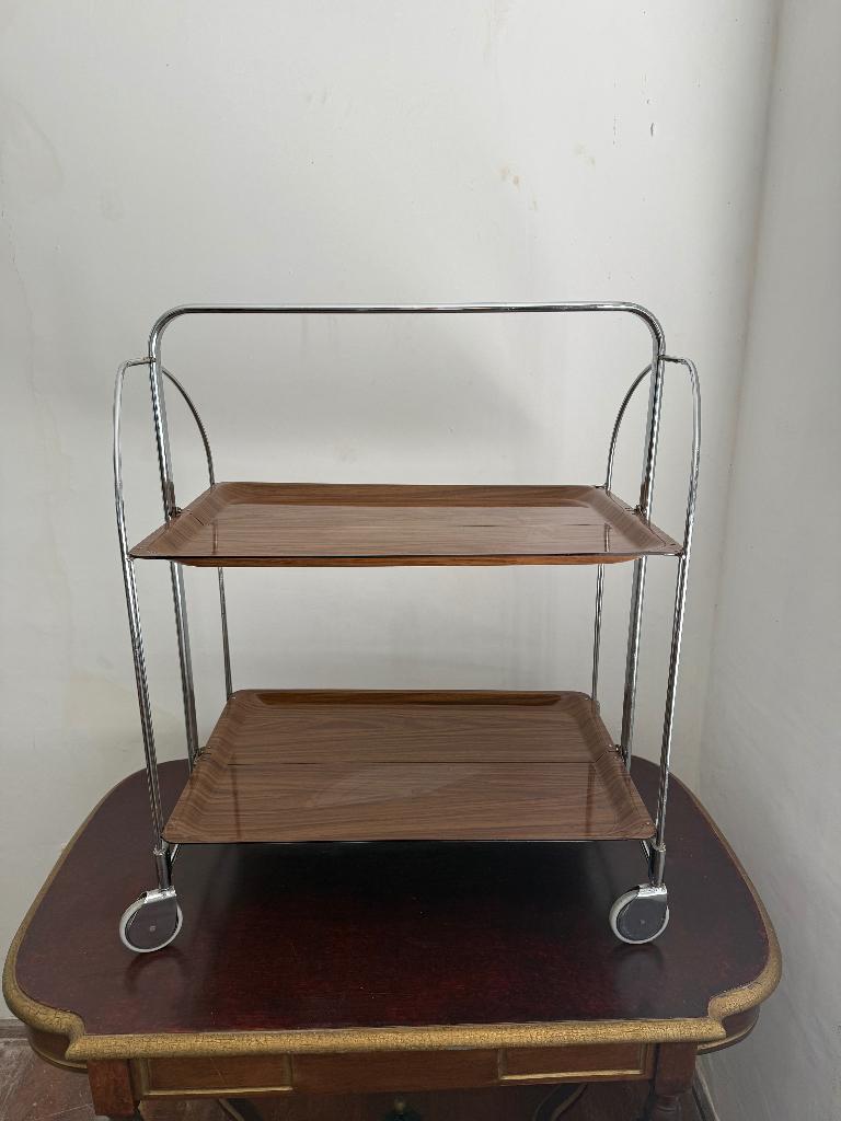 Vintage Dinetti theekarretje – Bruin met metalen frame, Ophalen