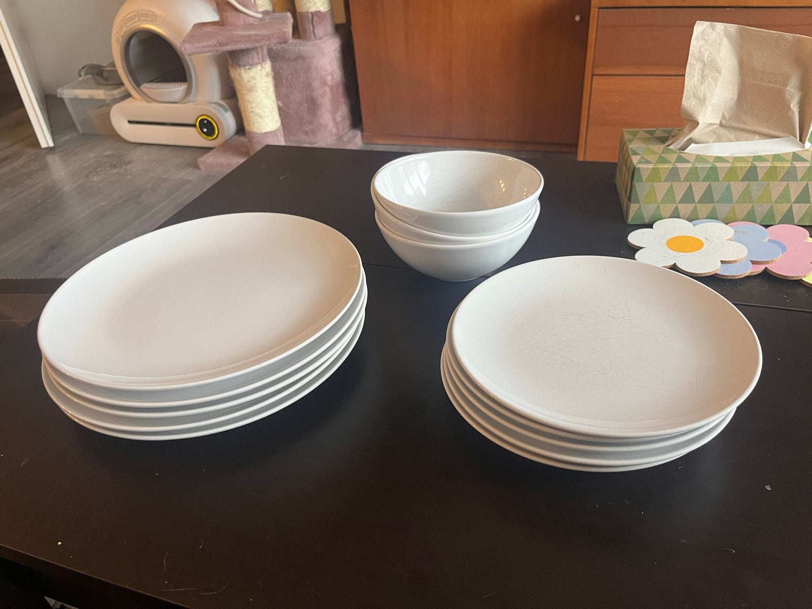 IKEA Servies Set Borden en Kommen - Wit, Ophalen, Gebruikt, Keramiek, IKEA