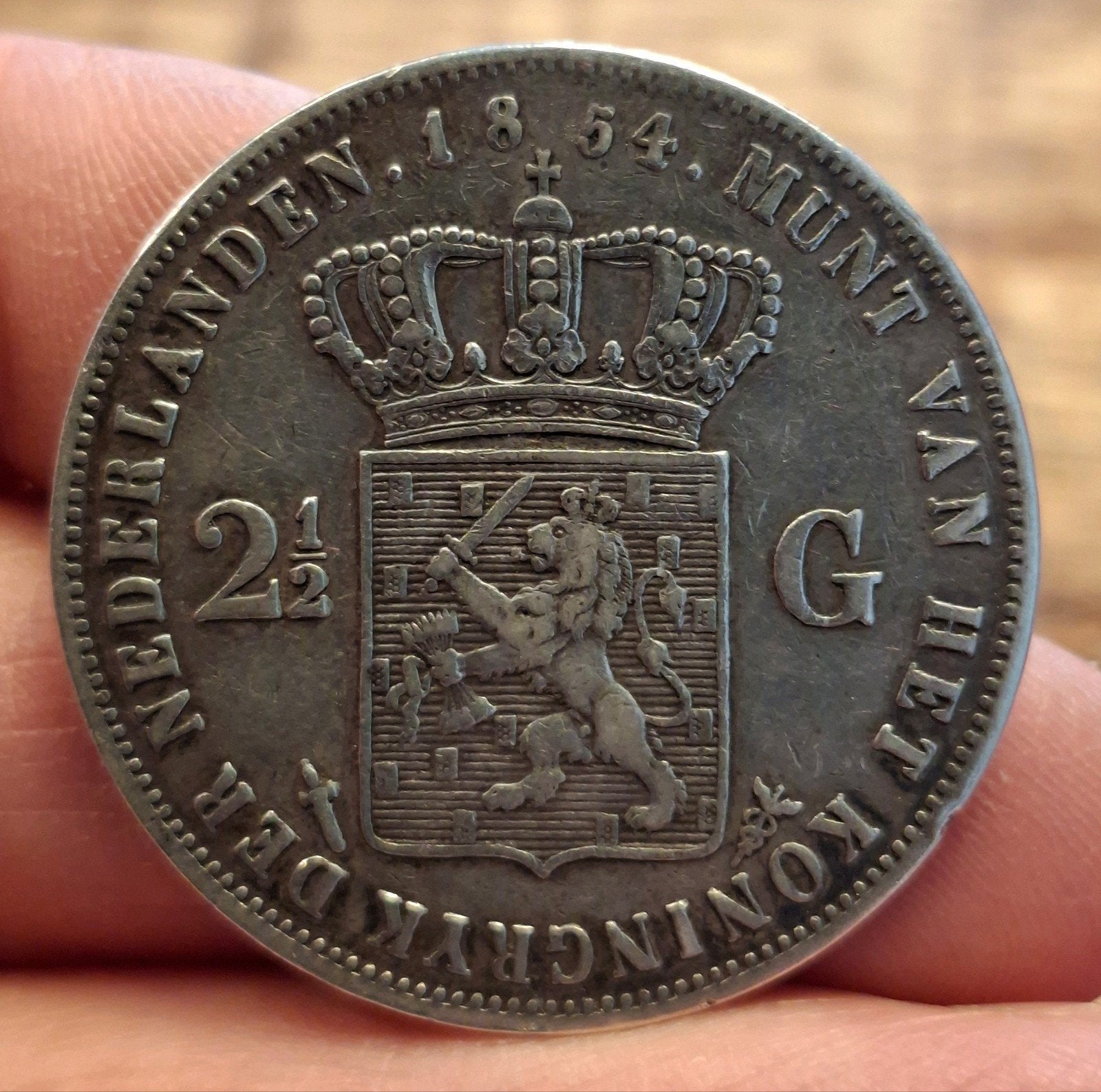 rijksdaalder 1854 willem 3, Ophalen of Verzenden, Koning Willem III, 2½ gulden
