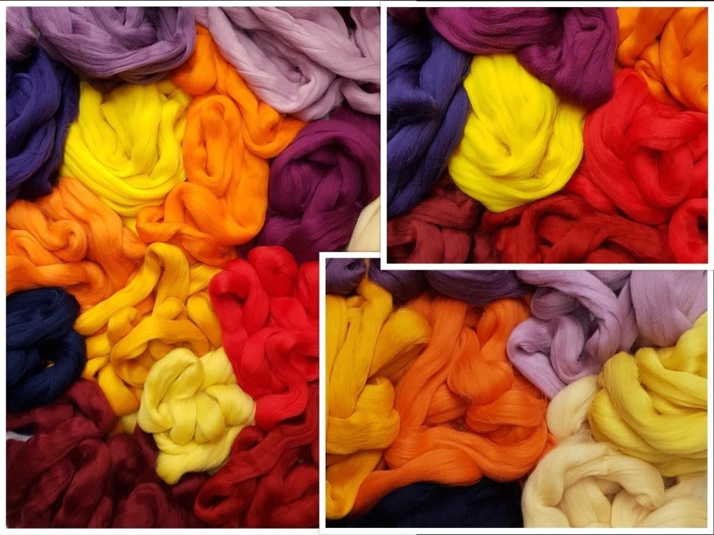 Assortipakketten SUNRISE en SUNSET lontwol viltwol, Hobby en Vrije tijd, Verzenden, Nieuw, Los Vilt, Linschoten