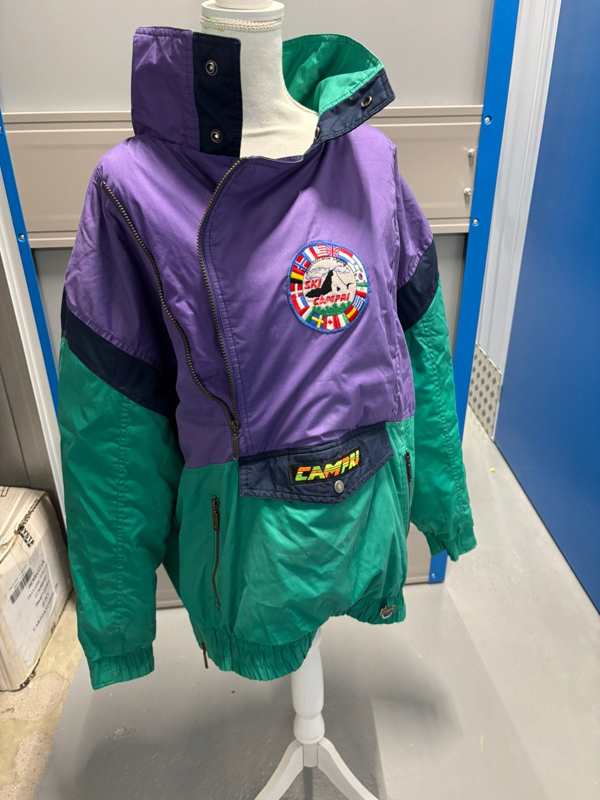 Vintage Campri Ski-jas / Jack - Retro Colourblock (XL), Ophalen of Verzenden, Zo goed als nieuw, Maat 56/58 (XL), Jack