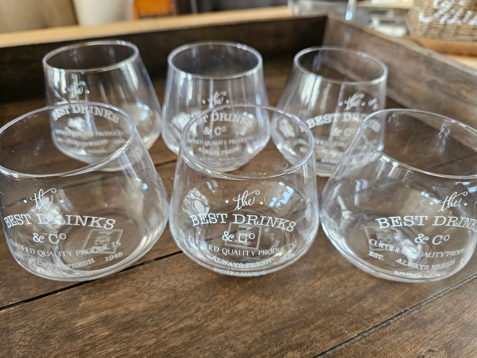 RIVIERA MAISON; 6 MOOIE APARTE DRINKGLAZEN € 35,-, Ophalen of Verzenden, Zo goed als nieuw