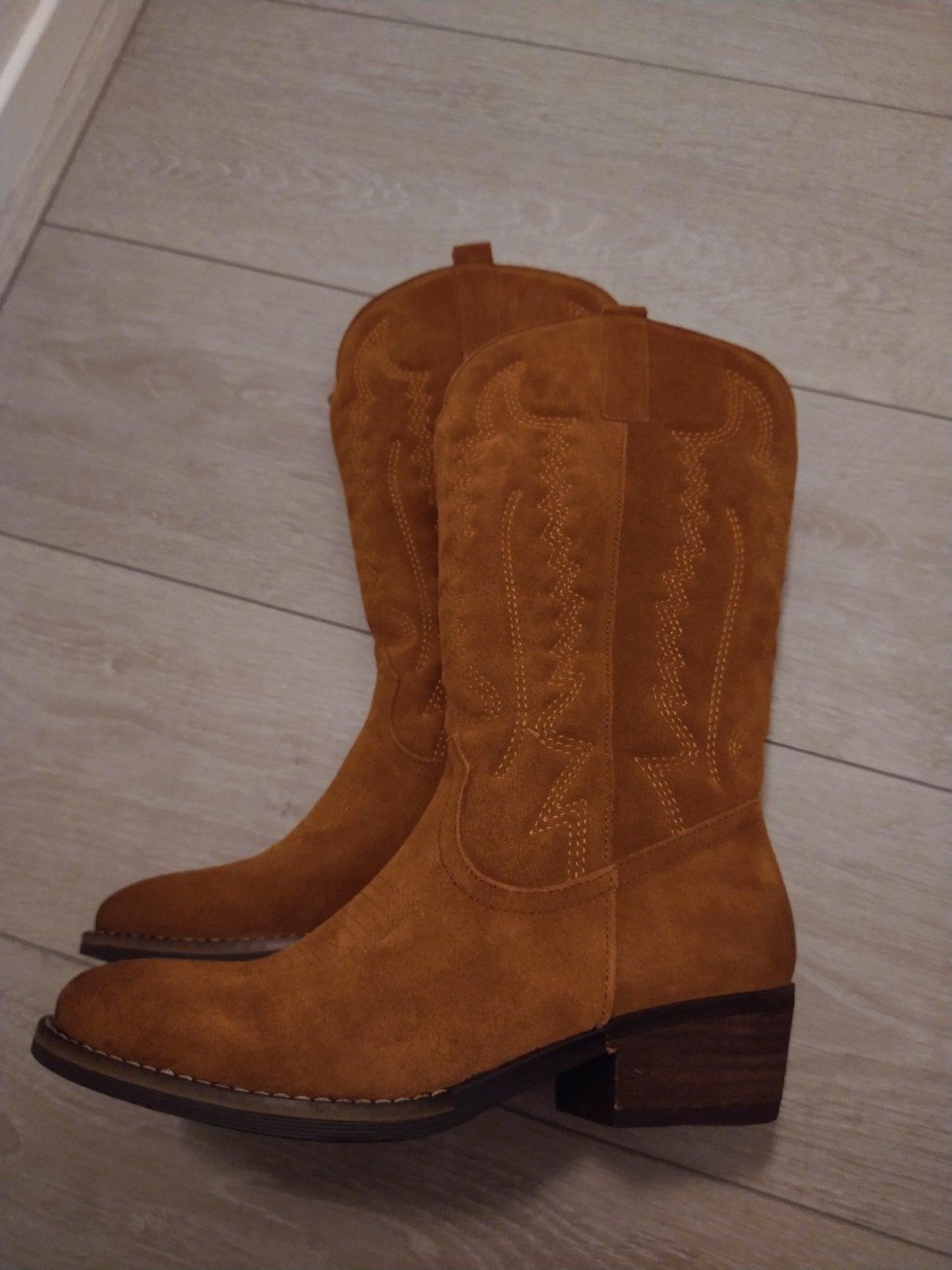 Cowboylaarzen suede in mt 38 NIEUW, Hoge laarzen, Poelman, Bruin, Nieuw